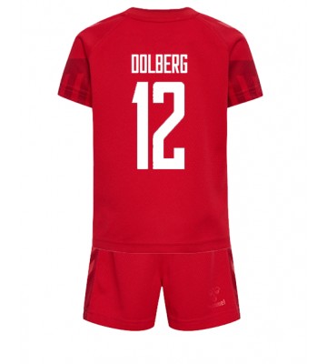 Danmark Kasper Dolberg #12 Hjemmedraktsett Barn VM 2022 Kortermet (+ Korte bukser)